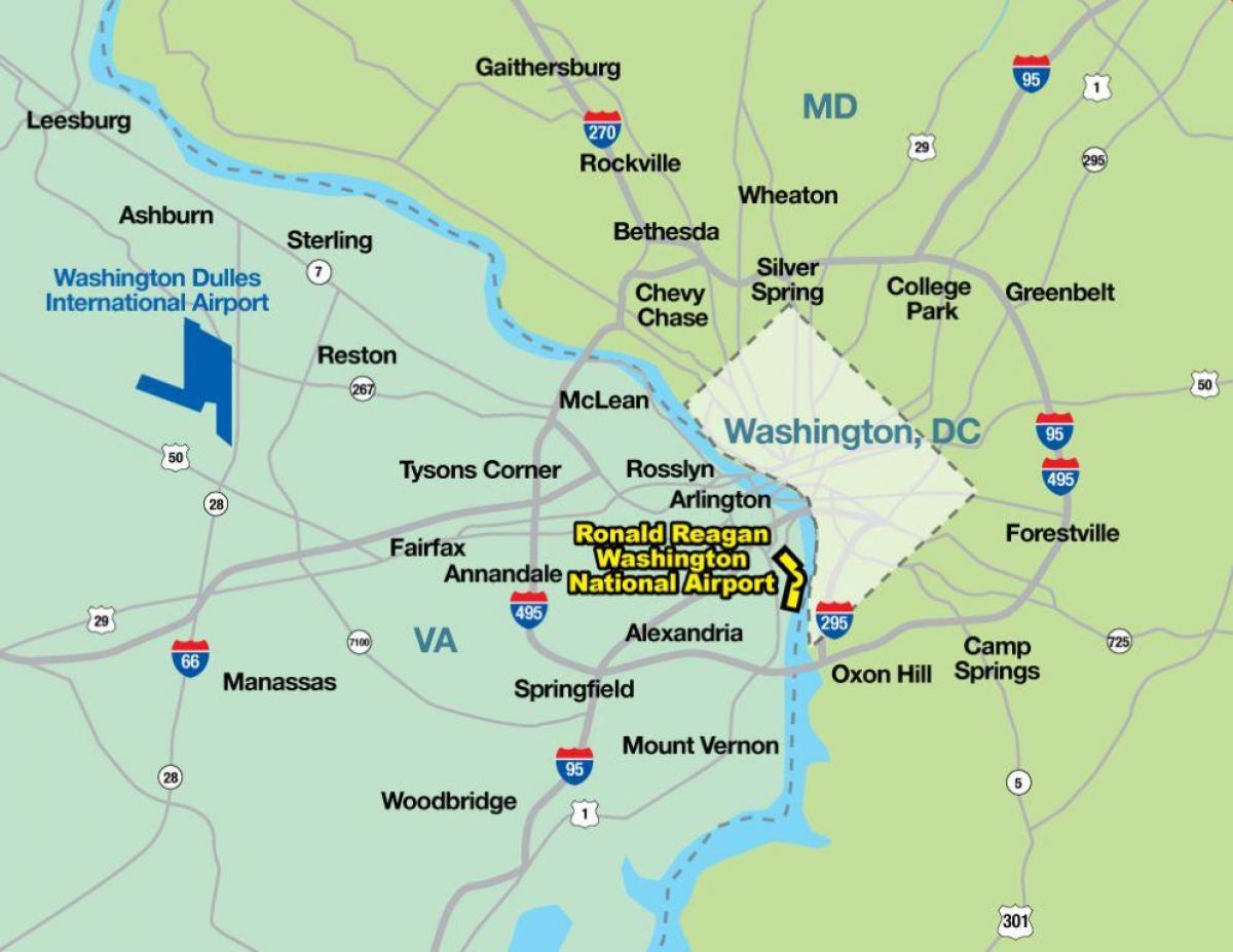 خريطة مطارات واشنطن العاصمة
