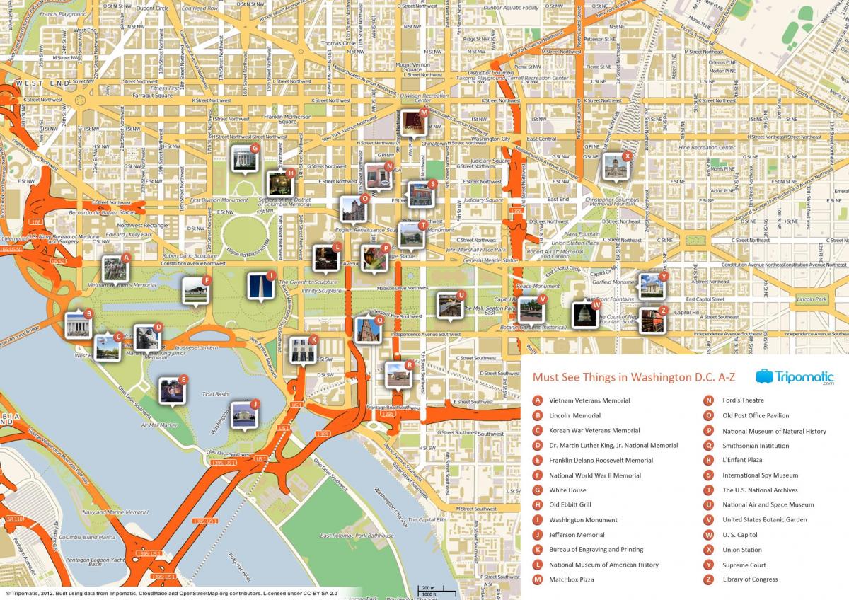 خريطة مشاهد واشنطن العاصمة