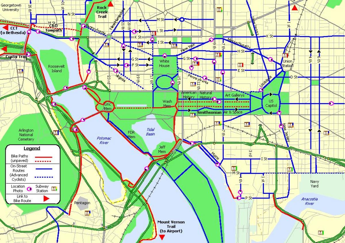واشنطن العاصمة خريطة حارة الدراجة