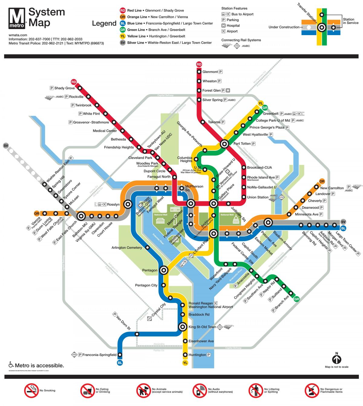 خريطة محطات مترو واشنطن العاصمة