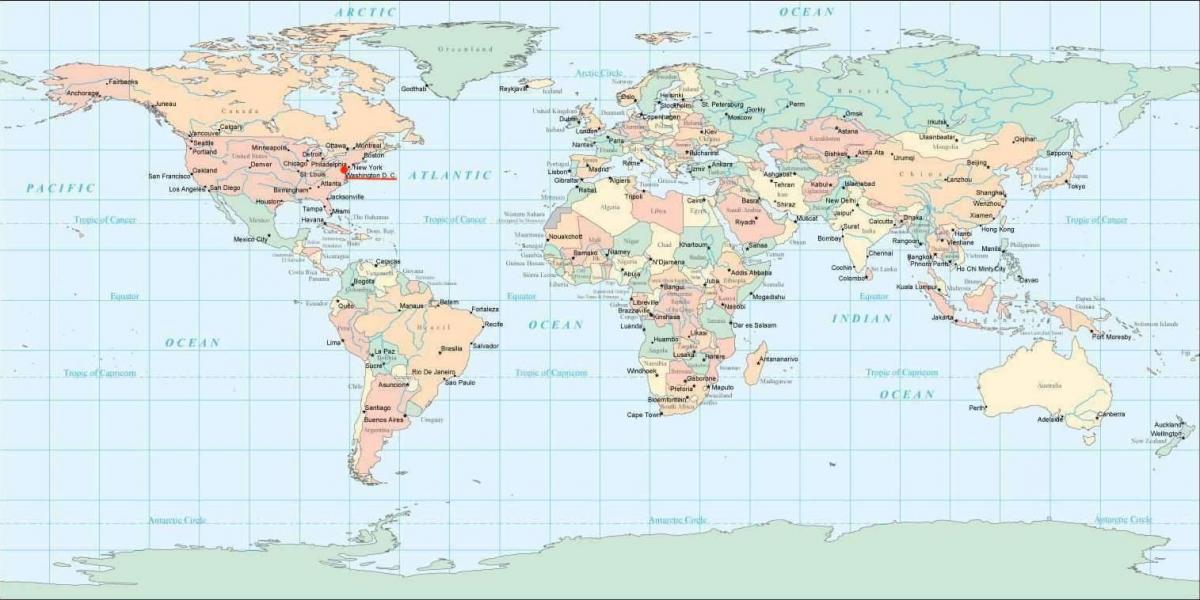 واشنطن العاصمة الموقع على خريطة العالم