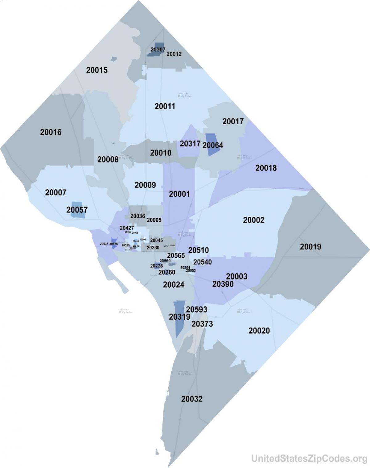 خريطة رموز البريدي واشنطن العاصمة