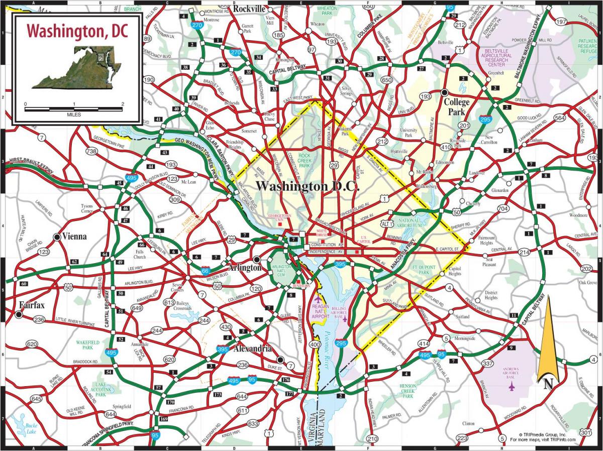 واشنطن العاصمة خريطة الطرق