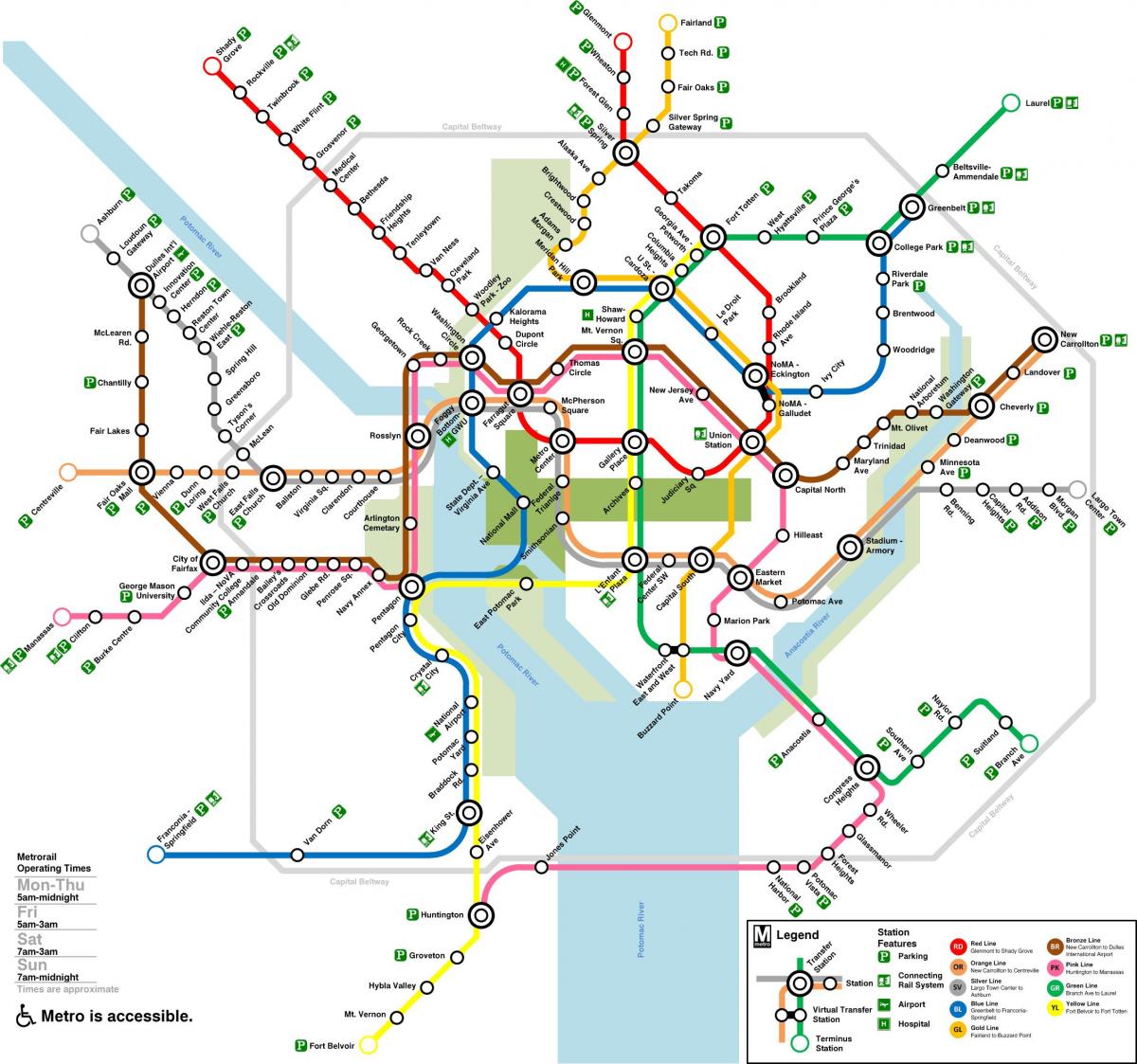 خريطة محطة مترو الانفاق في واشنطن العاصمة
